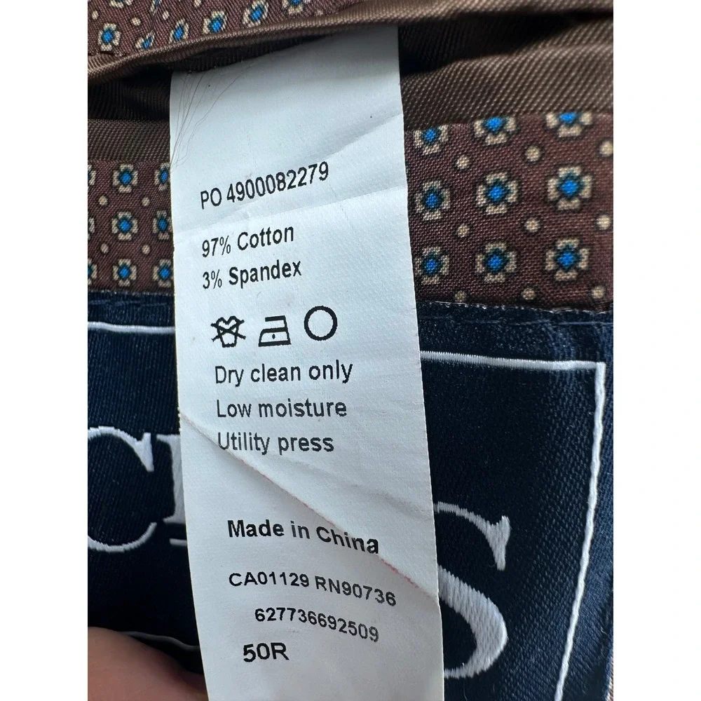 Chaps Mens Tan Corduroy Blazer Sport Coat Elbow Patches 50R 50 R Cotton Blend